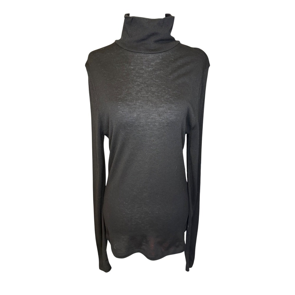 Madewell Turtleneck Long-Sleeve Top in Wool Cashmere Blend Black NY315 XL NEW - Picture 2 of 8